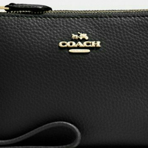 {SOLD}❤️COACH LEATHER DOUBLE ZIP WRISTLET ❤️❤️‍ - Picture 4 of 6